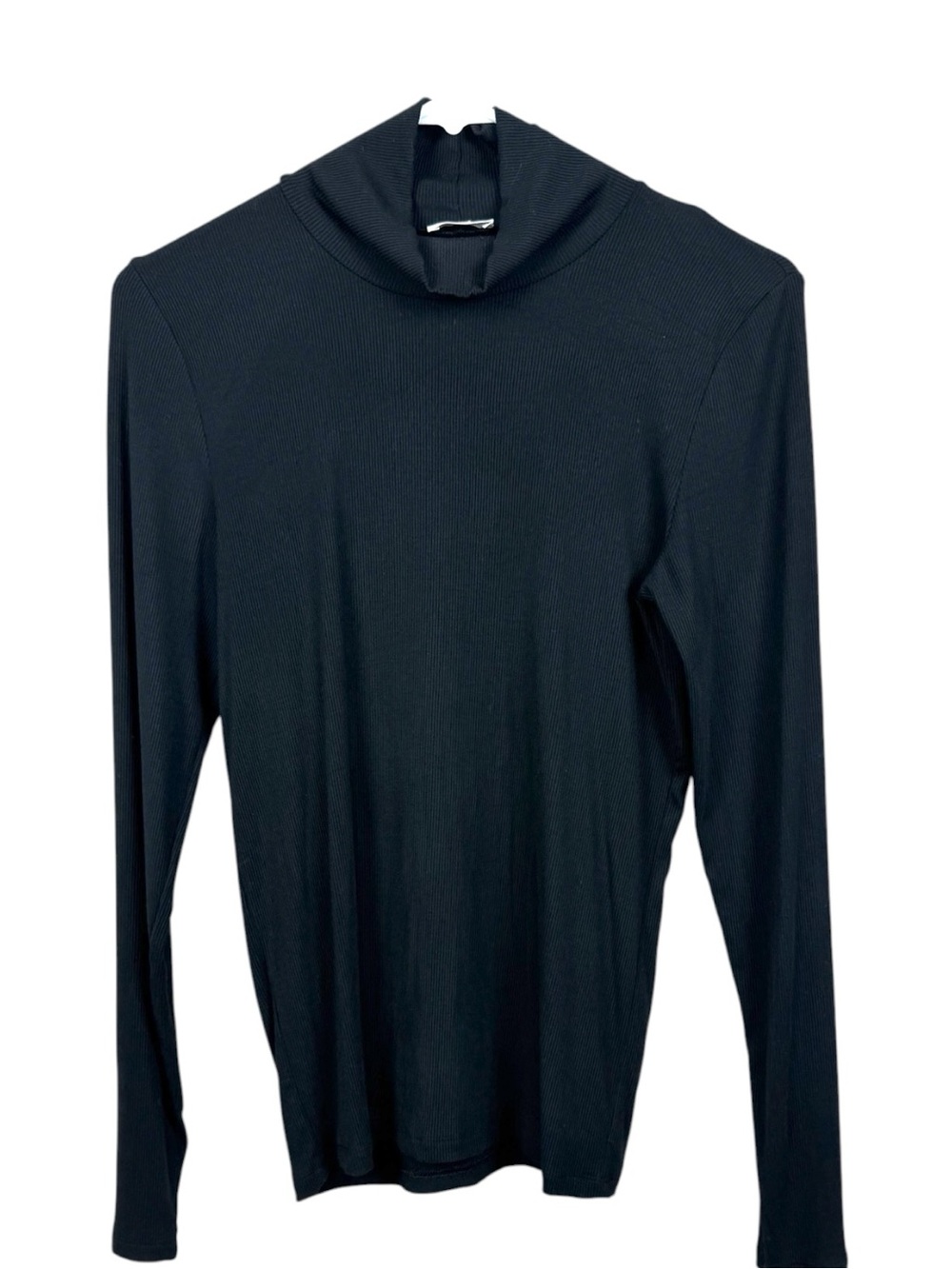 Wilfred Black ribbed knit long sleeve turtleneck fitted top L